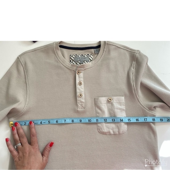 TED BAKER LONDON Tekilla Short Sleeve Henley Shirt Light Tan Stone Size 3 US Med - Picture 11 of 11